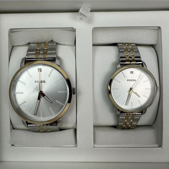 NWT Fossil His & Her Couple Set Diamond Lux Luther Watch BQ2467SET main image 12
